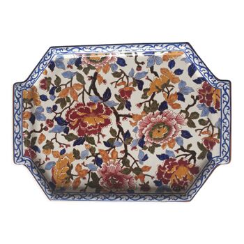 Top dish in earthenware of Gien decoration Peony
