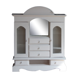 Antique wooden doll cabinet