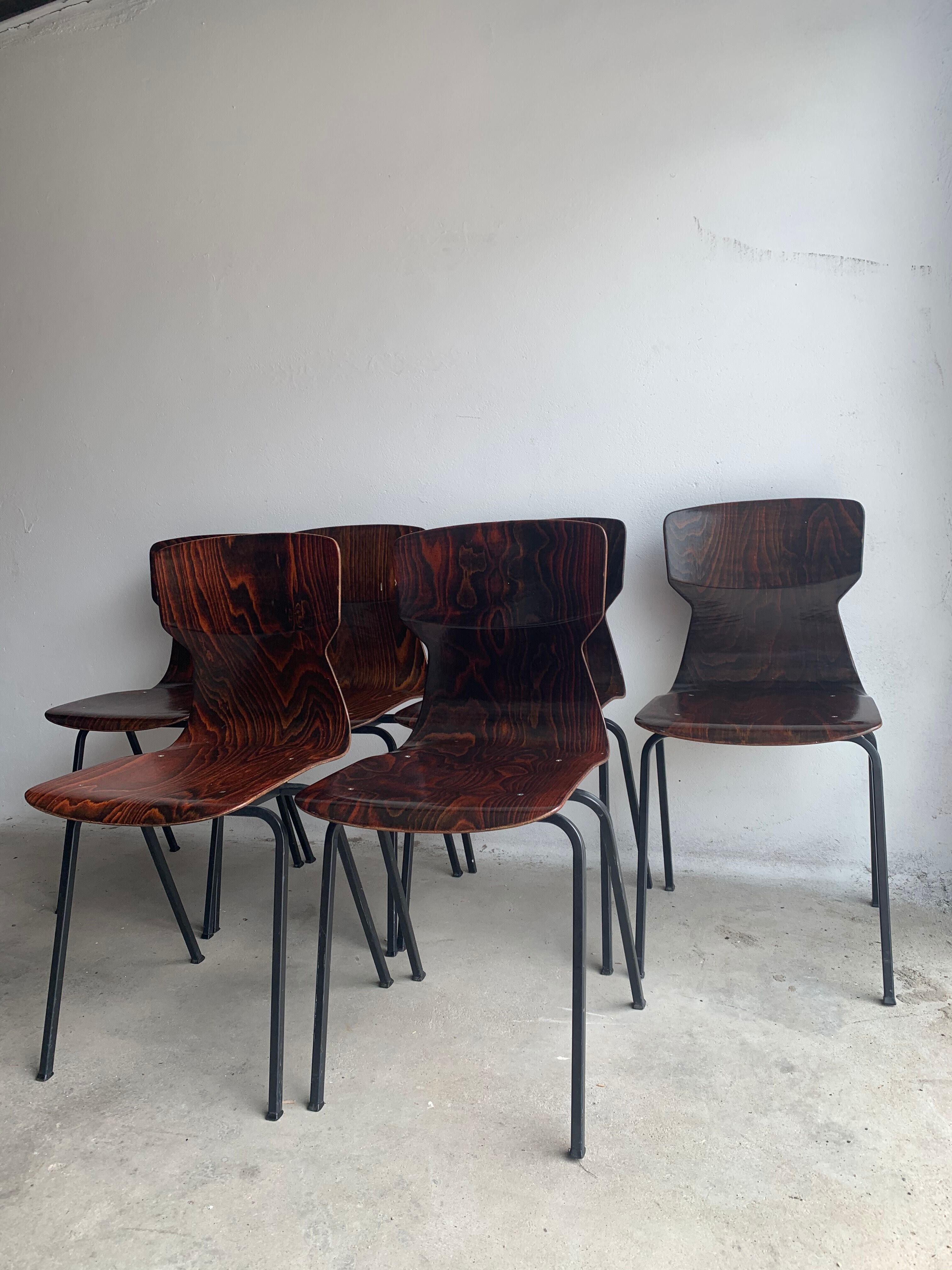 Set of 6 rosewood chairs Eromes