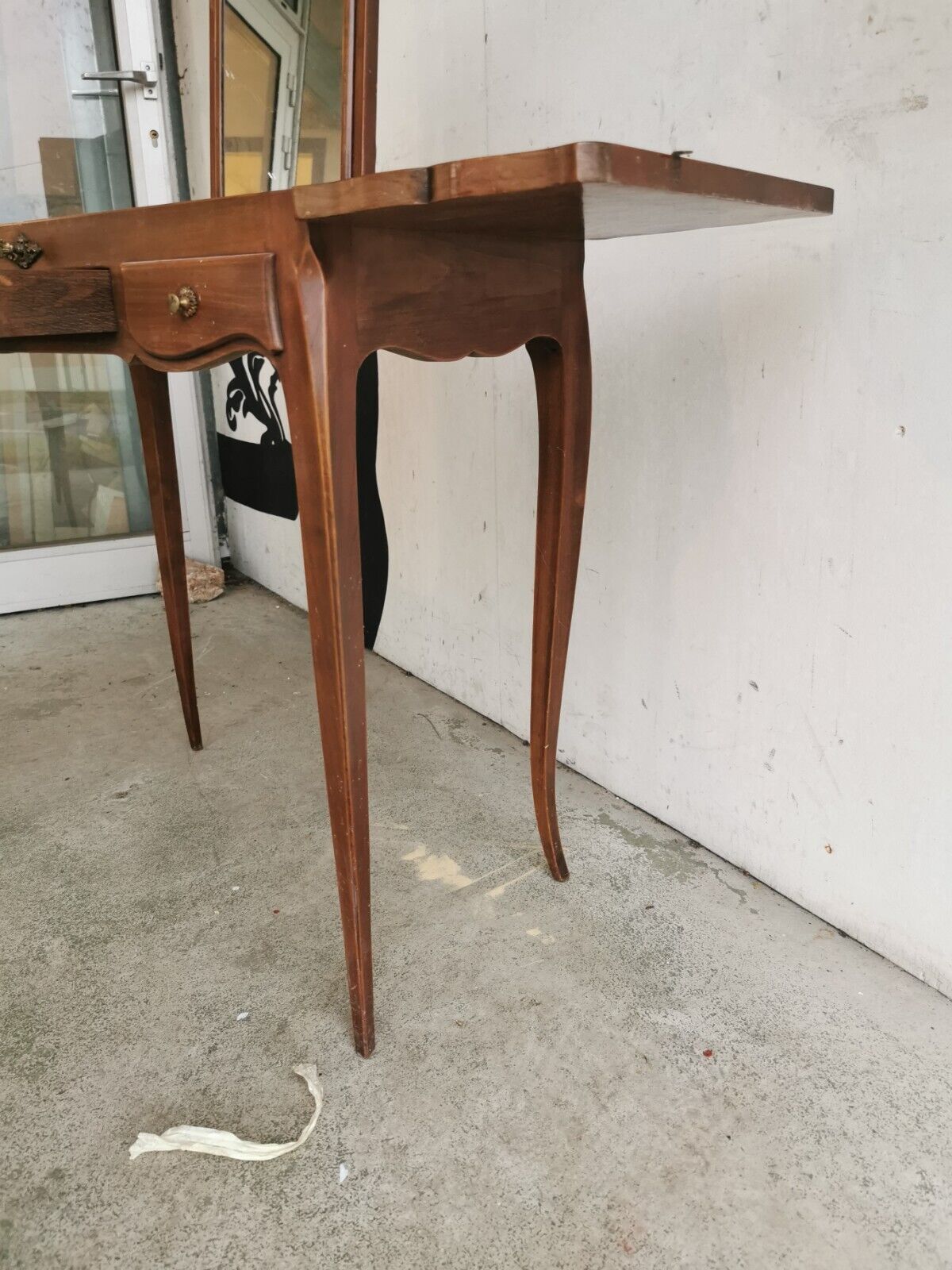 Dressing table mid-xxth style louis xv wood inlaid