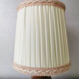 Danish wooden lamp with pleated fabric lampshade, 1970