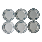 6 large ironstone plates, Badonviller France, D 24 cm