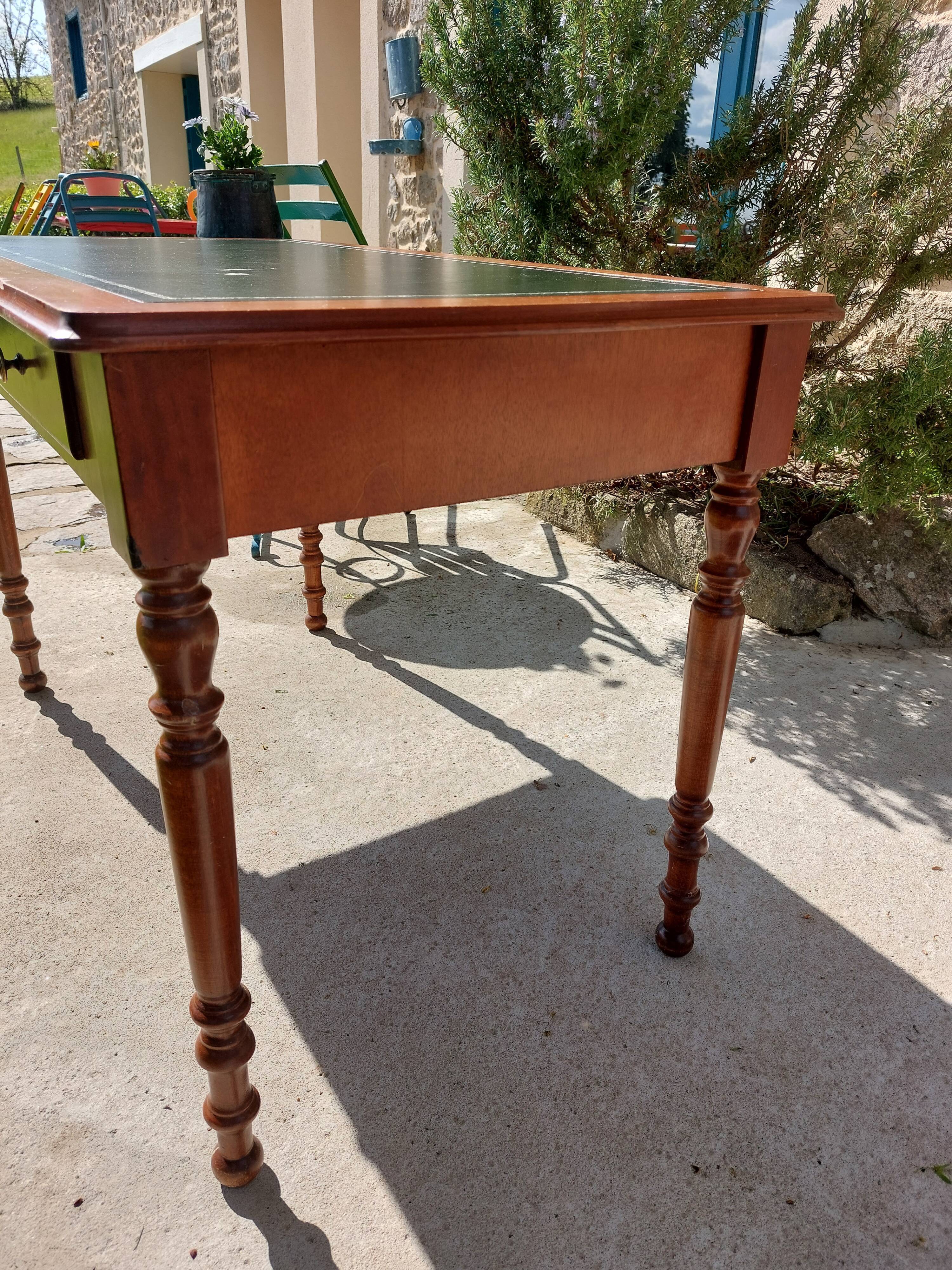 Desk green leather top