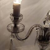 Lámpara de mesa de cristal. Francia, 1950s.