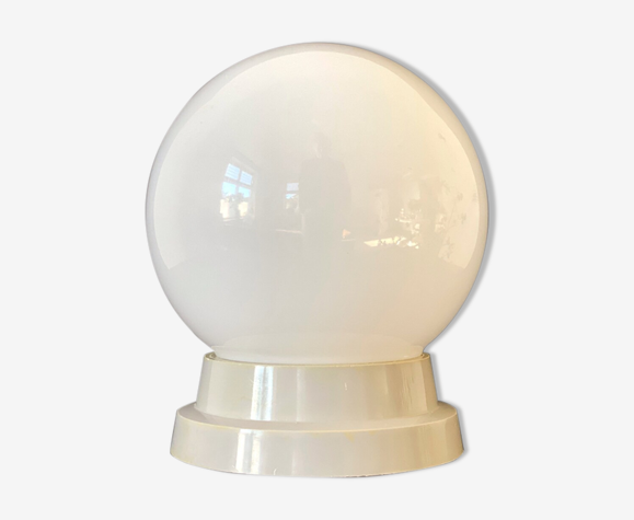 Vintage glass ceiling lamp, gray & white, Space Age