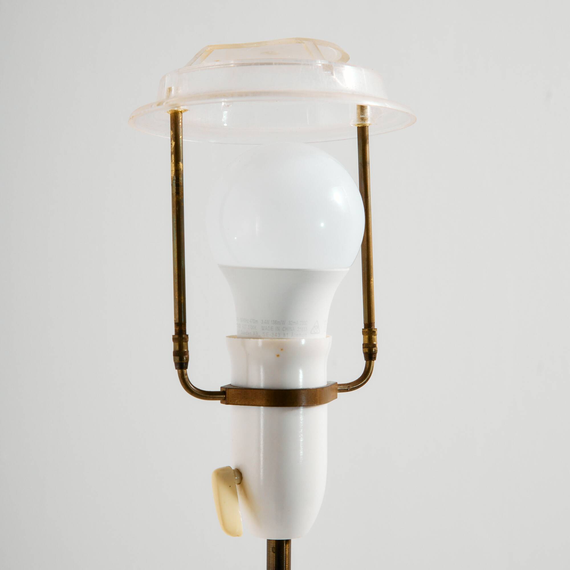 Oak and brass floor lamp