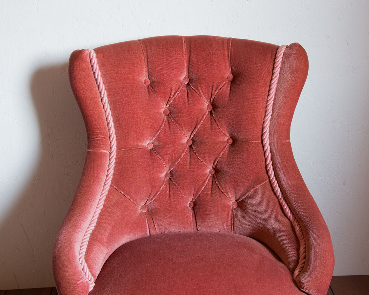 Fauteuil crapaud velours rose