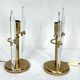 Postmodern pair of gilded metal and glass table lamps by Stilkronen. Italy 70s