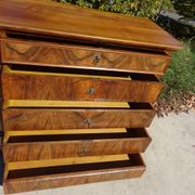 Walnut and walnut burl commode in Louis Philippe style.