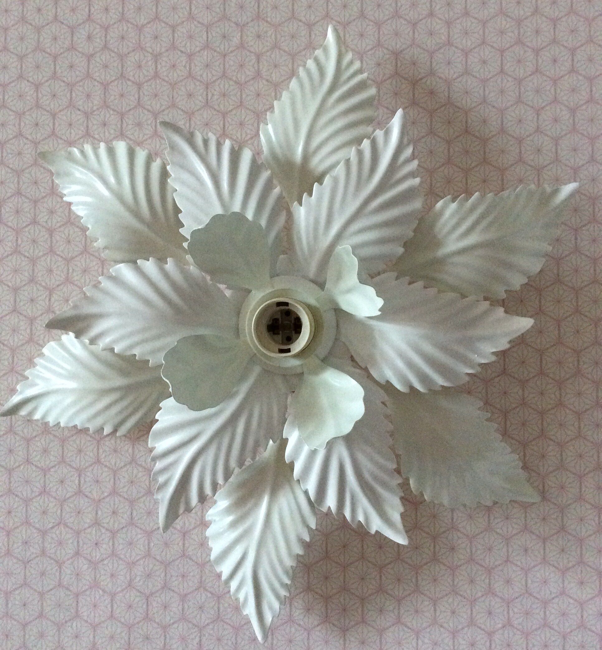 white lacquered metal flower applique