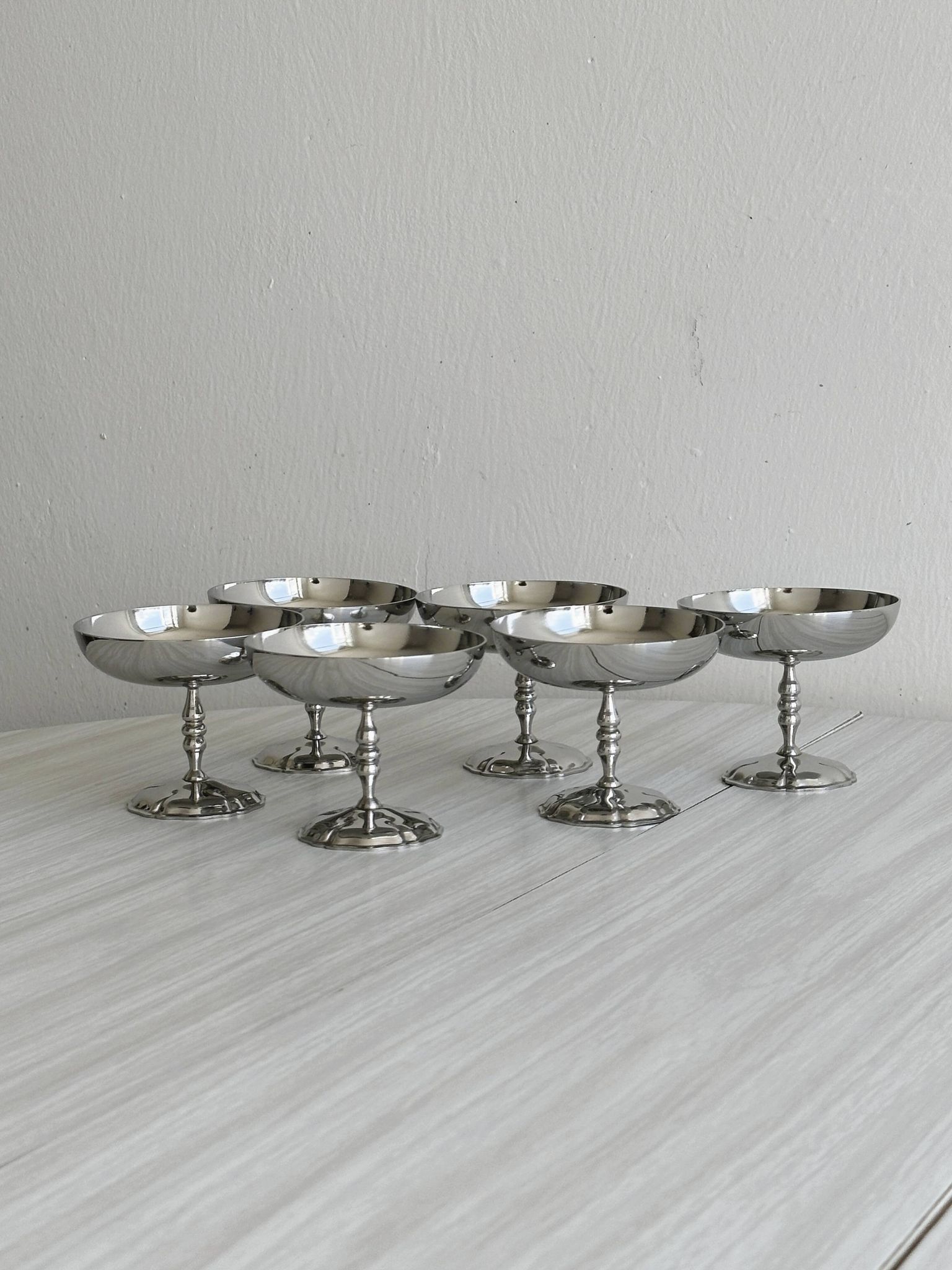 6 coupelles en métal argenté vintage