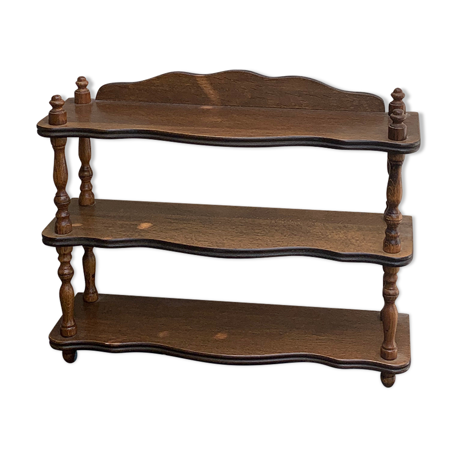 Shelf, 3 shelves, turned wood and vintage varnish