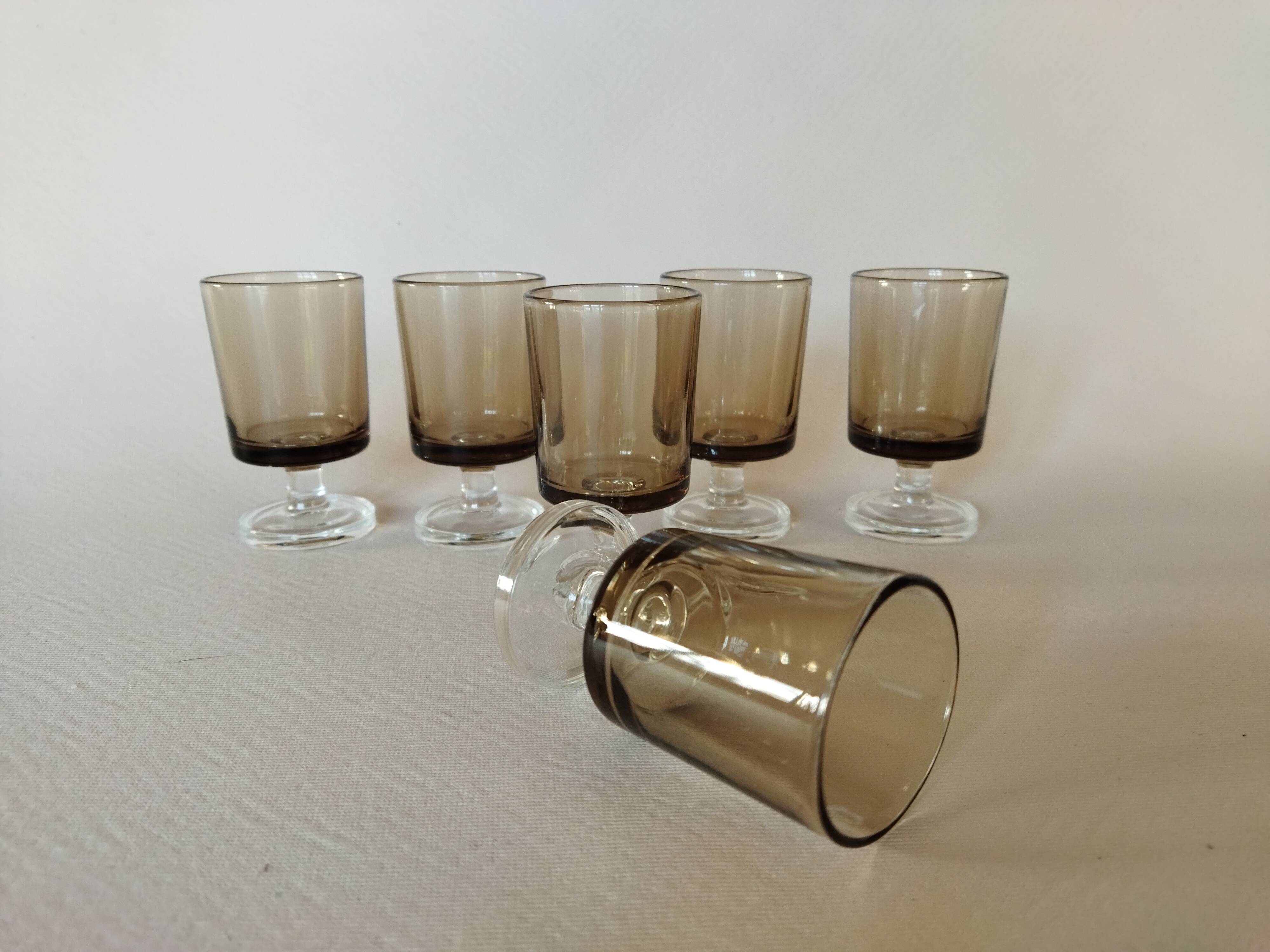 6 verres à liqueur Luminarc Suède / Cavalier fumé