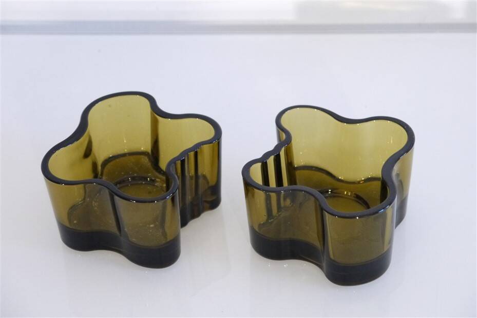 Pair of glass tealight holders from Iittala 1960