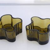 Pair of glass tealight holders from Iittala 1960