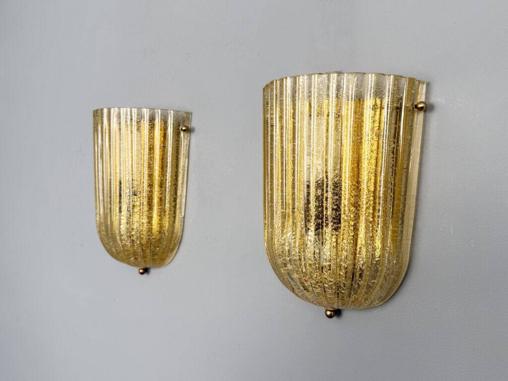 Pair of sconces, Murano glass, by Barovier & Toso, Italy, 1970s