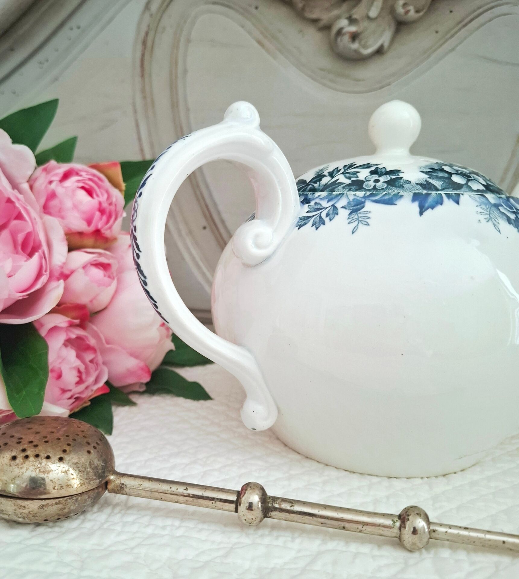 Antique teapot in ironstone pottery
