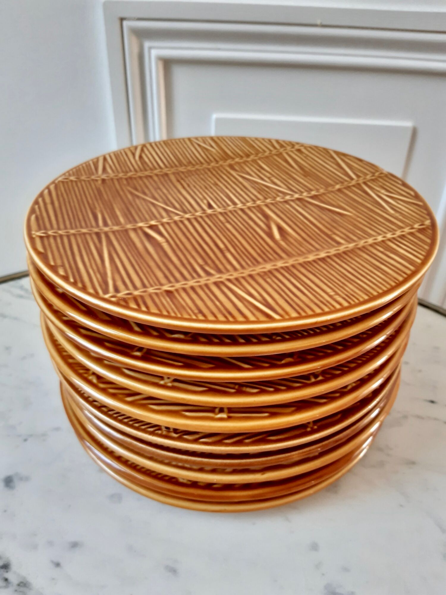 Set of 10 dessert plates Gien model Bamboo 70s