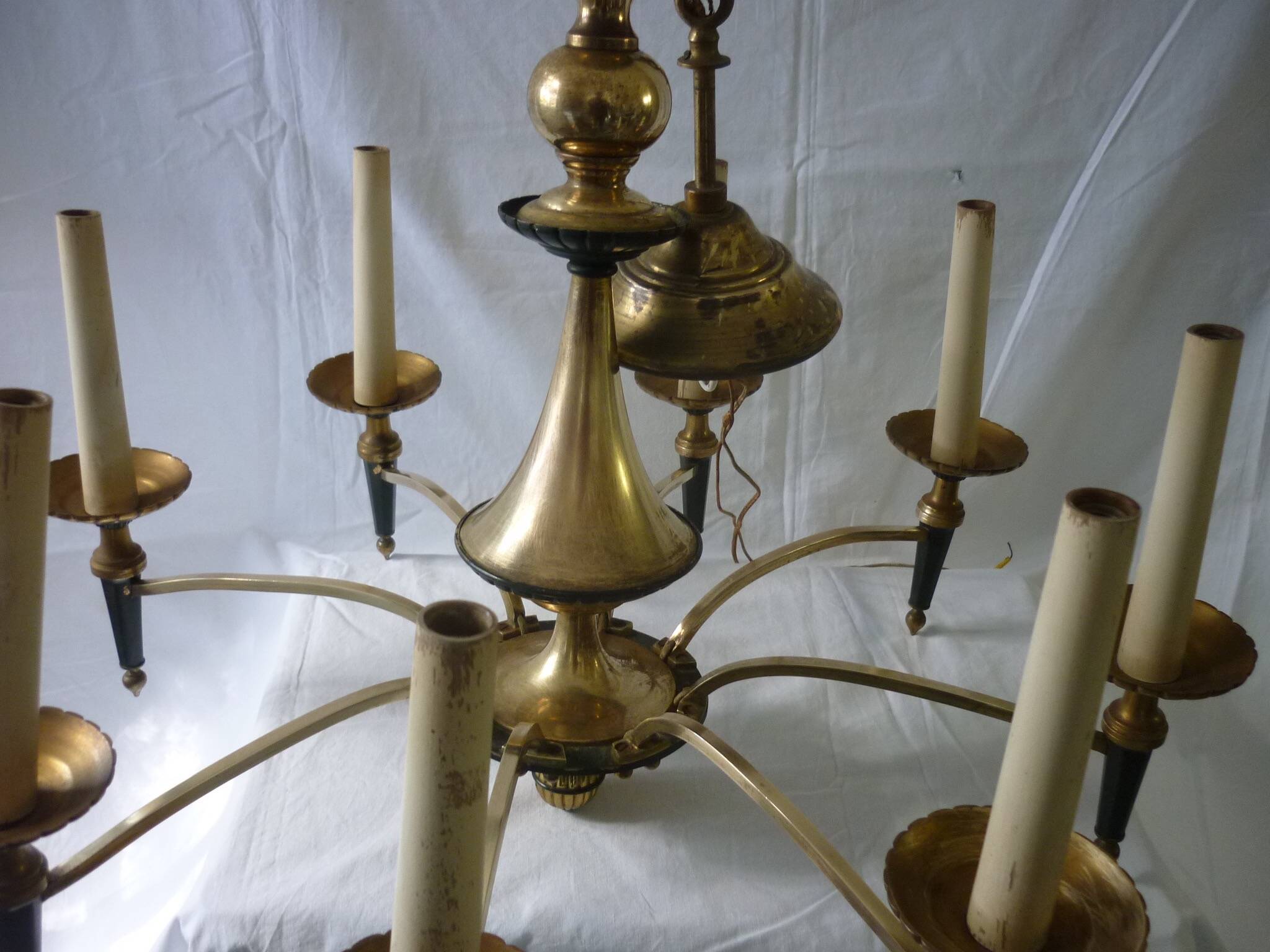 Empire chandelier in bronze and gilded brass