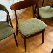 Vintage Farstrup 210 Scandinavian chairs in stained beech and teak.