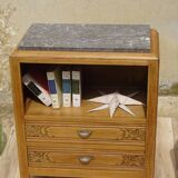 Large Art Deco bedside table in light oak