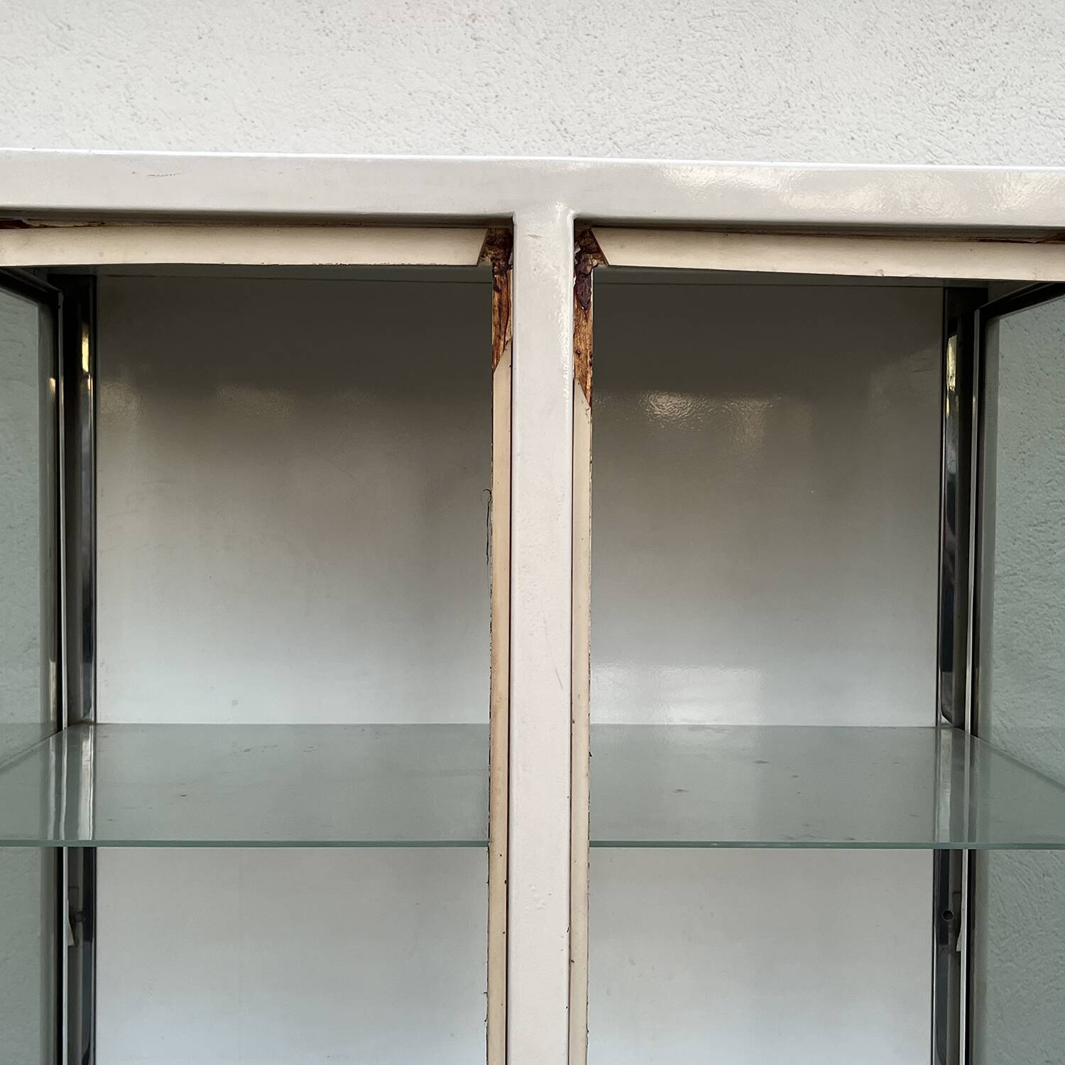 Old glass medical cabinet