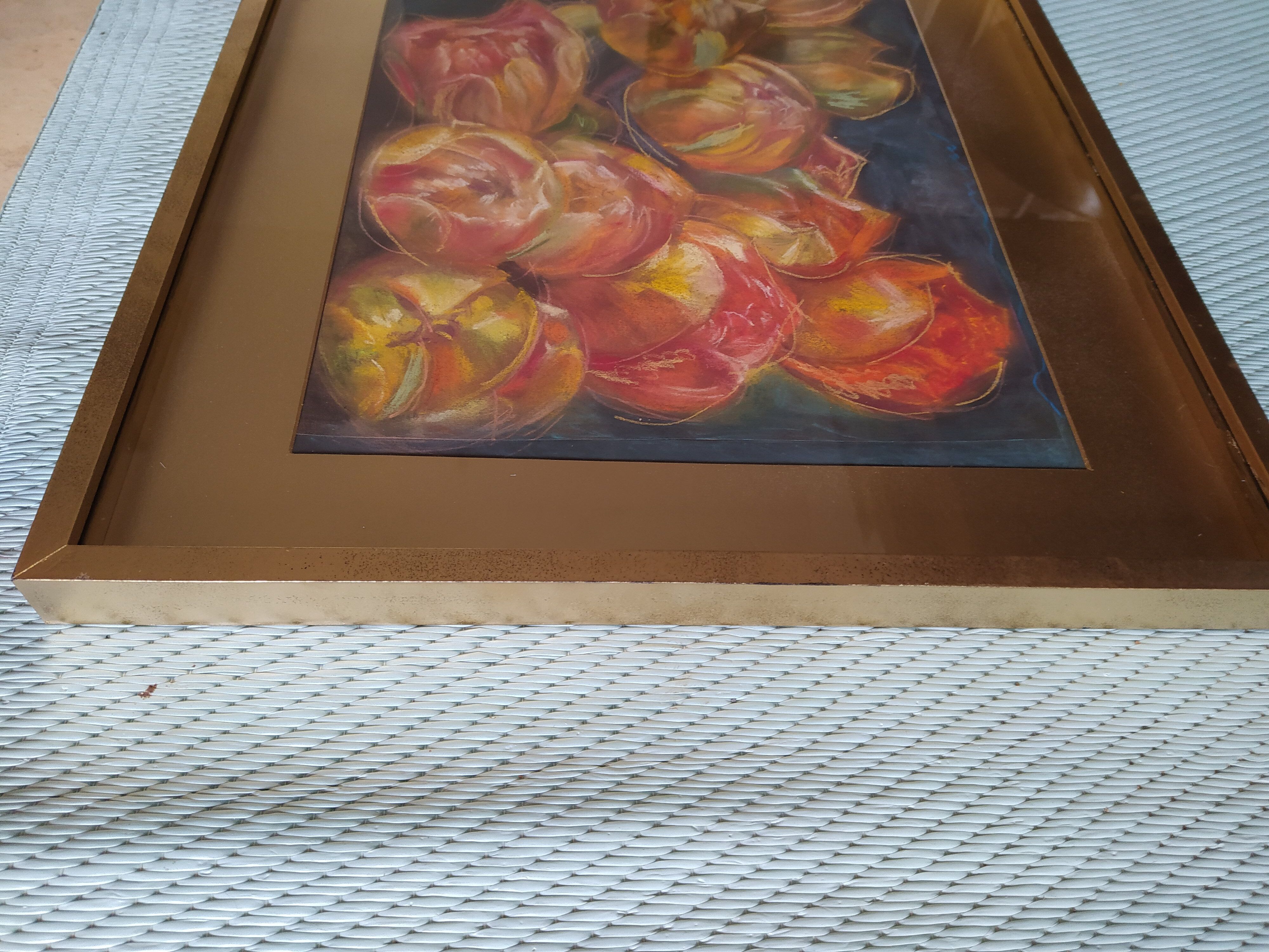 Pastel nature morte aux tulipes
