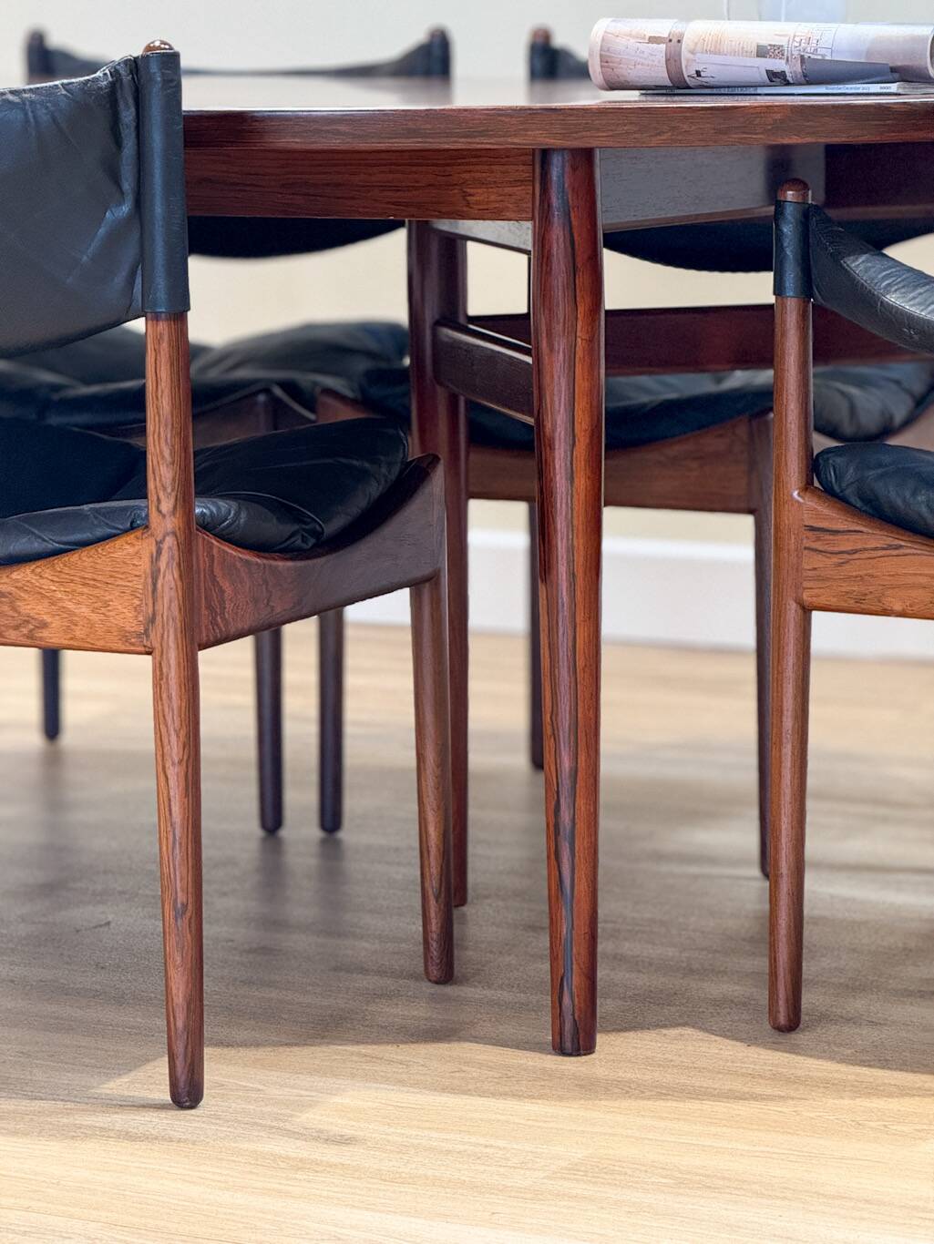 Extendable dining room table and chairs (by Kristian Solmer Vedel)