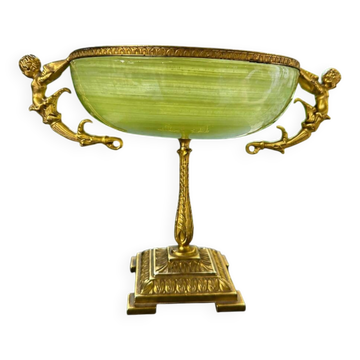 19th-century onyx and bronze fruit bowl tazza