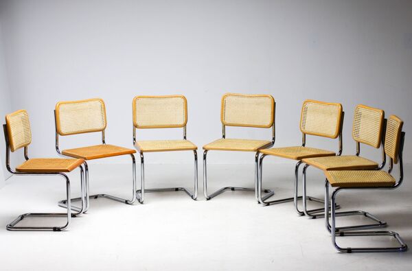 Ensemble de 7 chaises Cesca par Marcel Breuer – une icône du design Bauhaus