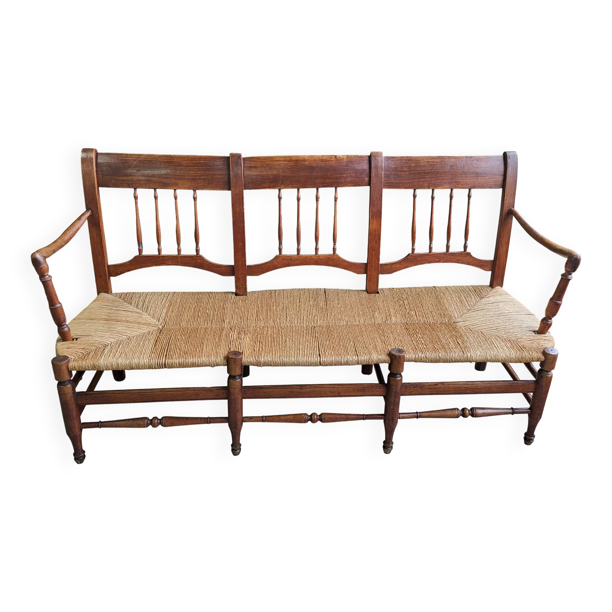 THREE-SEATER STRAW BANQUETTE PROVENCAL RADASSIER