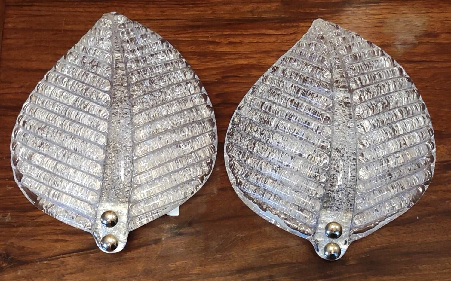 Pair of vintage Barovier and Toso Murano glass leaf wall lights
