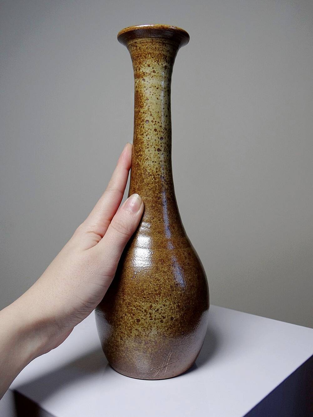 High soliflore turned stoneware vintage 90-2000 Christophe and Natalie Hurtault