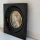 Miniature peinte à la main d'apres Fragonard cadre en bois vers 1900