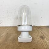 Applique murale vintage en porcelaine blanche avec verre transparent, années 1960