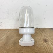 Applique murale vintage en porcelaine blanche avec verre transparent, années 1960