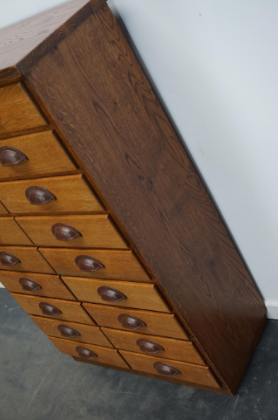 German apothecary's cabinet in oak mid-twentieth century