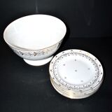 Niderviller set of 6 Empire plates and tureen in hard-paste porcelain with wheat decoration painted in gold, 1790