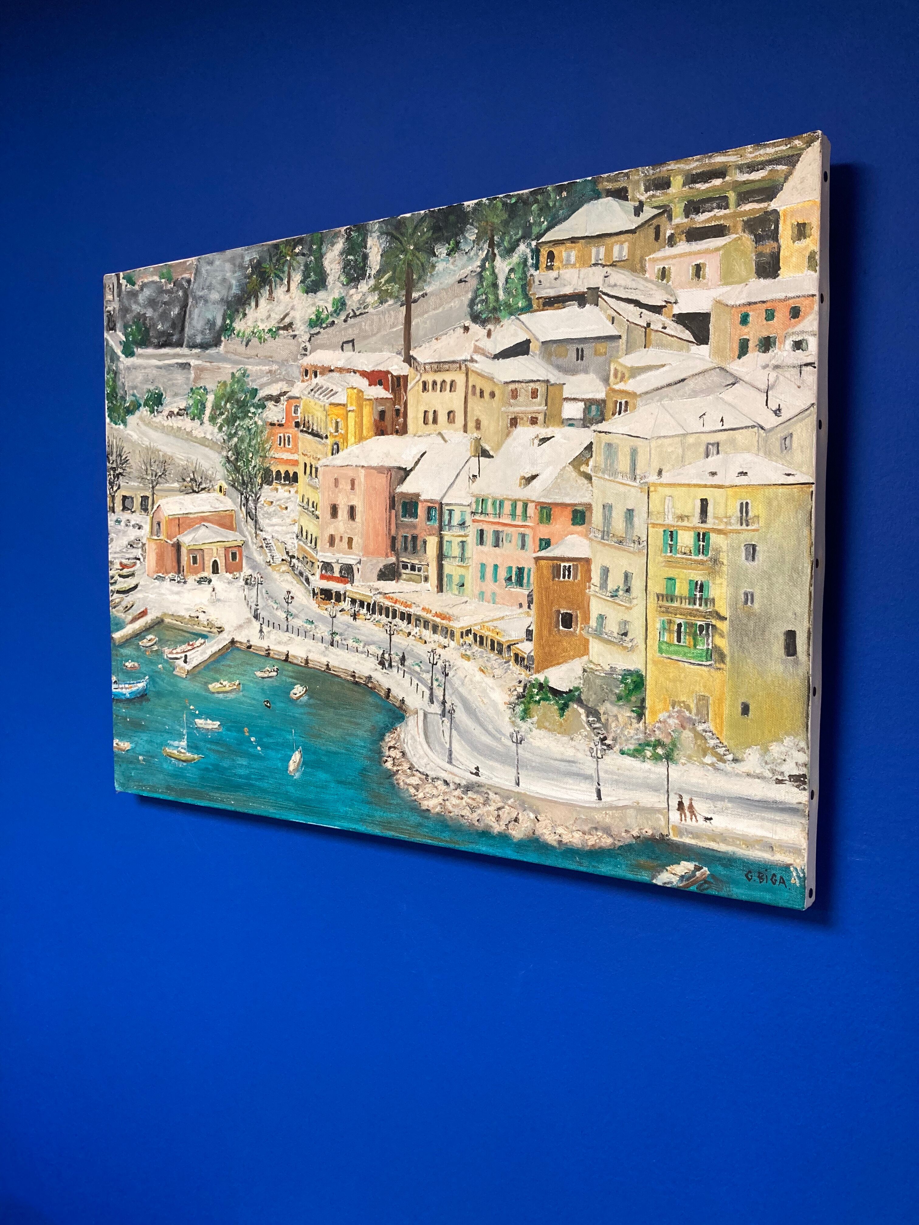 Painting on vintage canvas