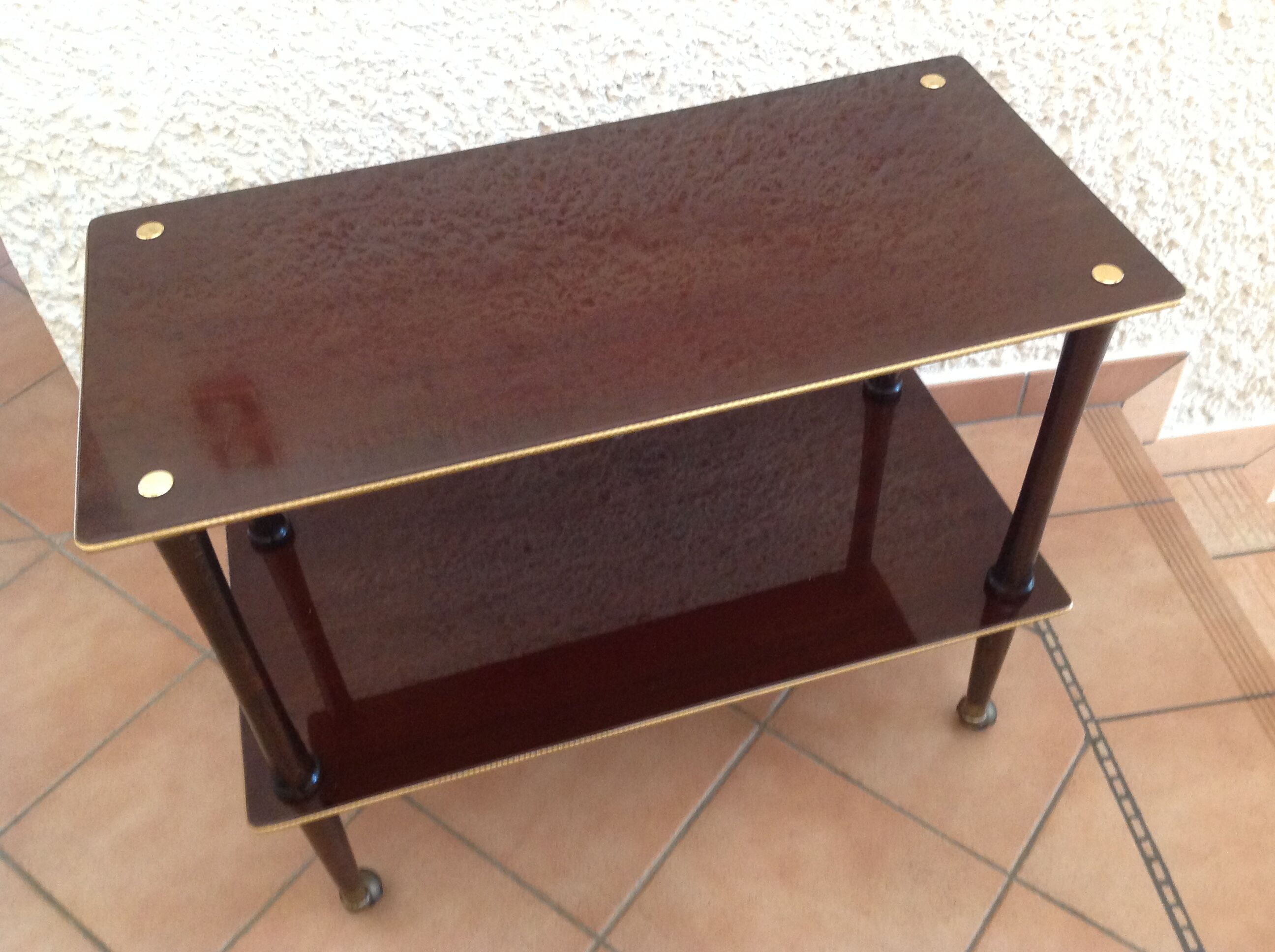 Dessert on varnished wood wheels / vintage 60s-70s