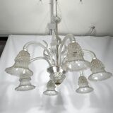 Mid-century six arms Murano Bullicante Rostrato chandelier by Ercole Barovier