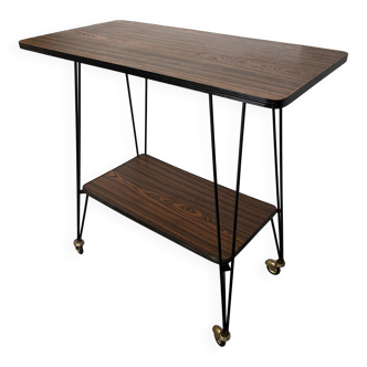 Vintage Side Table/Serving Cart on Wheels - 1950s/60s Style