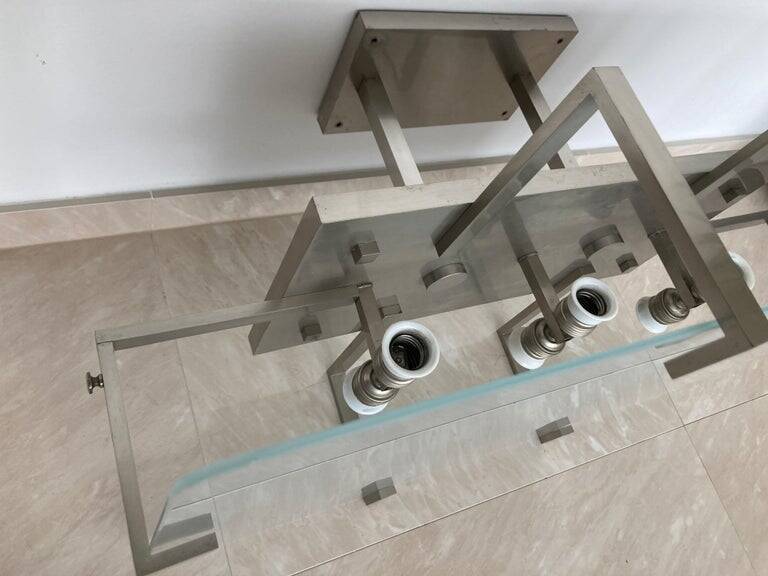 Unique Bauhaus Chrome Ceiling Lamp / Flush Mount, 1930s