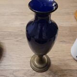 Blue vase, brass base early 20th century