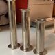 Three silver metal candle holders
