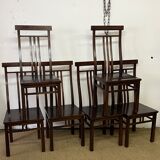 Série de 6 chaises en bois