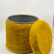 Pouf vintage, moumoute, moutarde, Pelfran