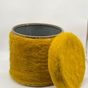 Vintage pouf, moumoute, mustard, Pelfran