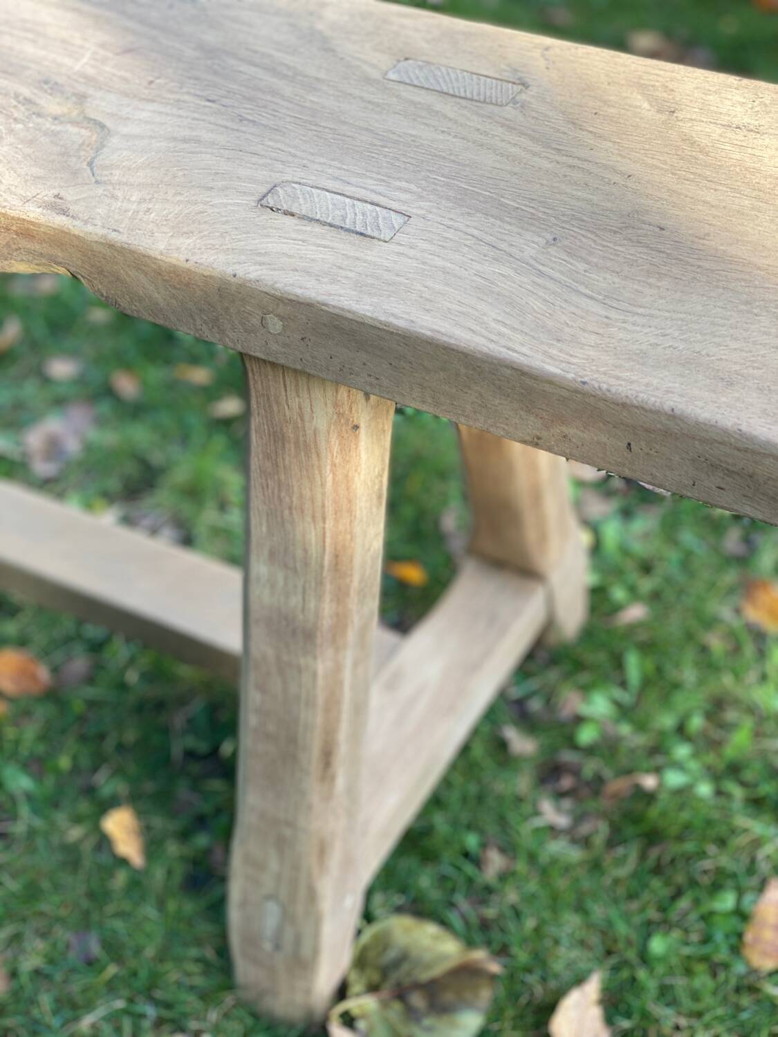 Solid oak farmhouse bench
