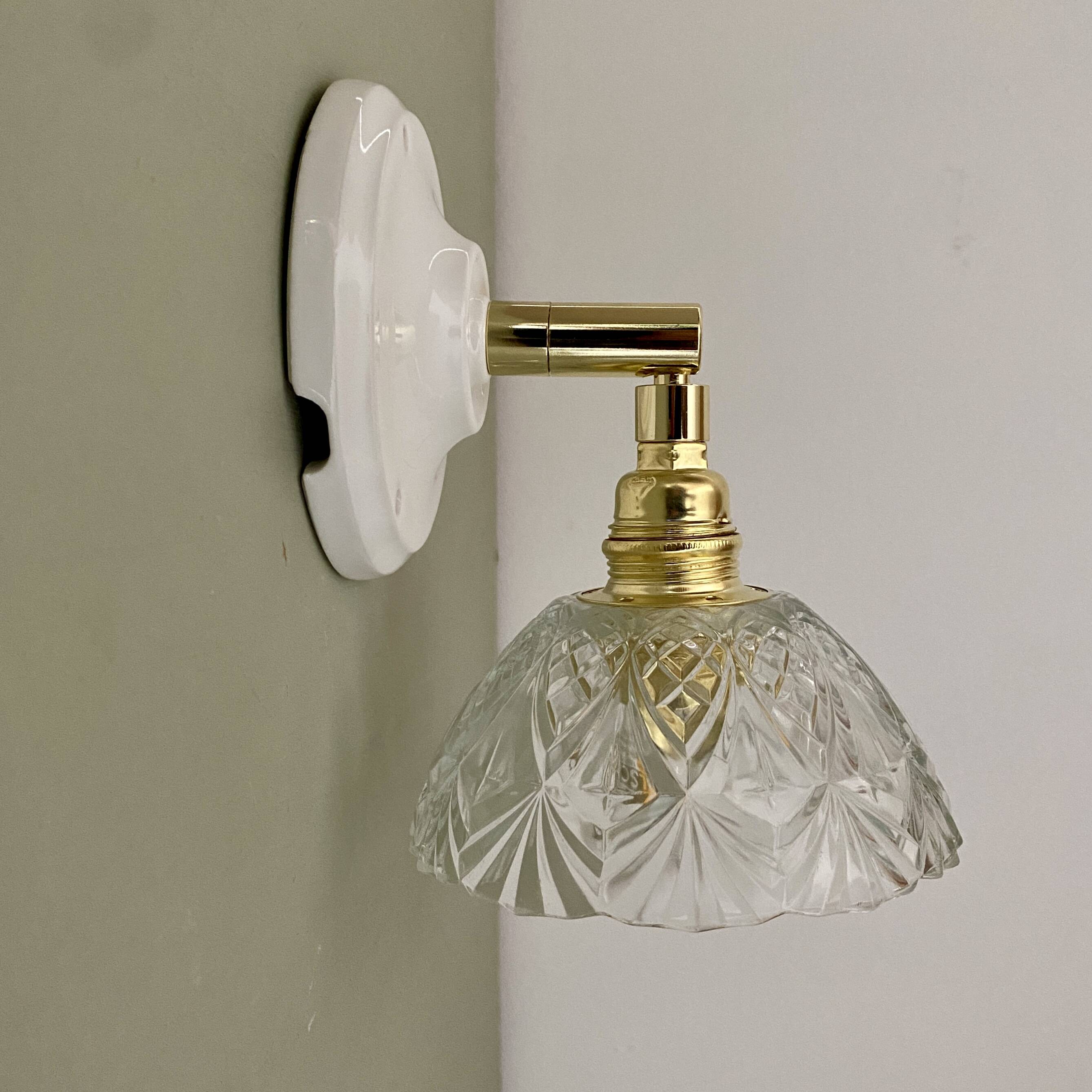 Vintage glass cut lampshade - tableware collection -